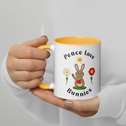Peace Love Bunnies Mug with Color Inside