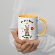 Peace Love Bunnies Mug with Color Inside