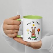 Peace Love Bunnies Mug with Color Inside