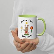 Peace Love Bunnies Mug with Color Inside
