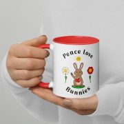 Peace Love Bunnies Mug with Color Inside