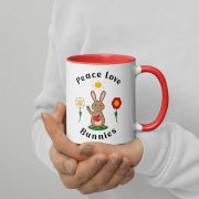 Peace Love Bunnies Mug with Color Inside