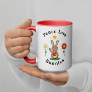 Peace Love Bunnies Mug with Color Inside