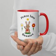 Peace Love Bunnies Mug with Color Inside