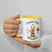 Peace Love Bunnies Mug with Color Inside
