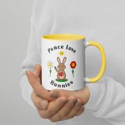 Peace Love Bunnies Mug with Color Inside